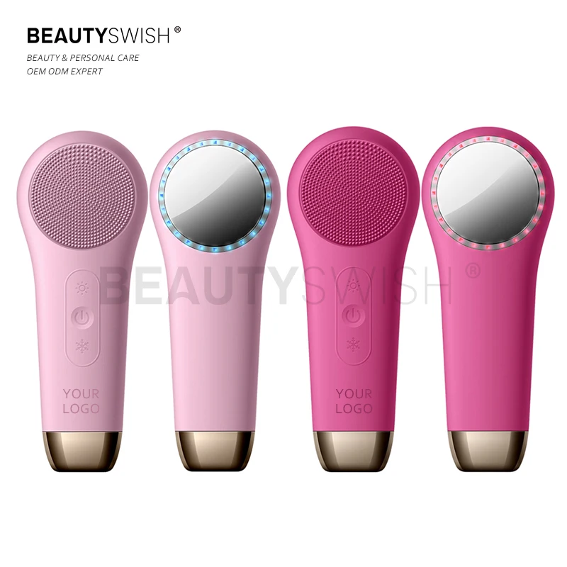 Silicone Cordless Electric Face Skin Scrubber Home Use Hot and Cold Facial Cleaning Brush