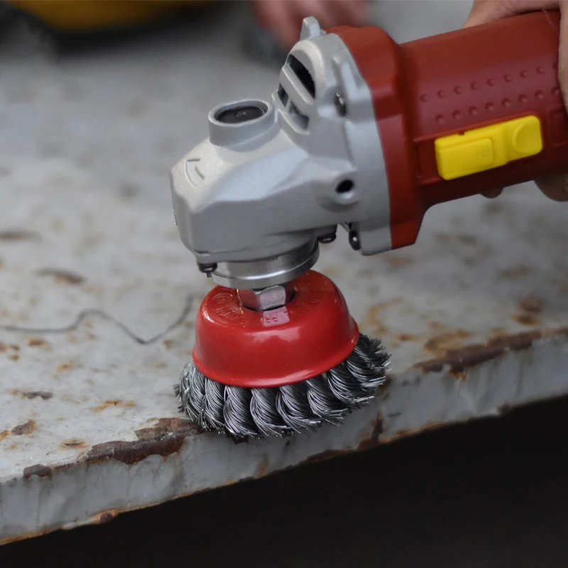 Easy to install 100mm High Quality Twist Knotted Steel Wire Brush Carbon Steel Wire For Grinders used to Grinding