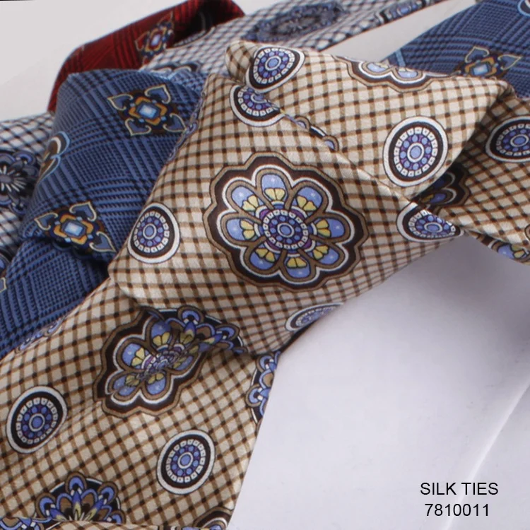 Wholesale Hand Made business necktie Fashion Digital Print Mens 100% Silk Tie