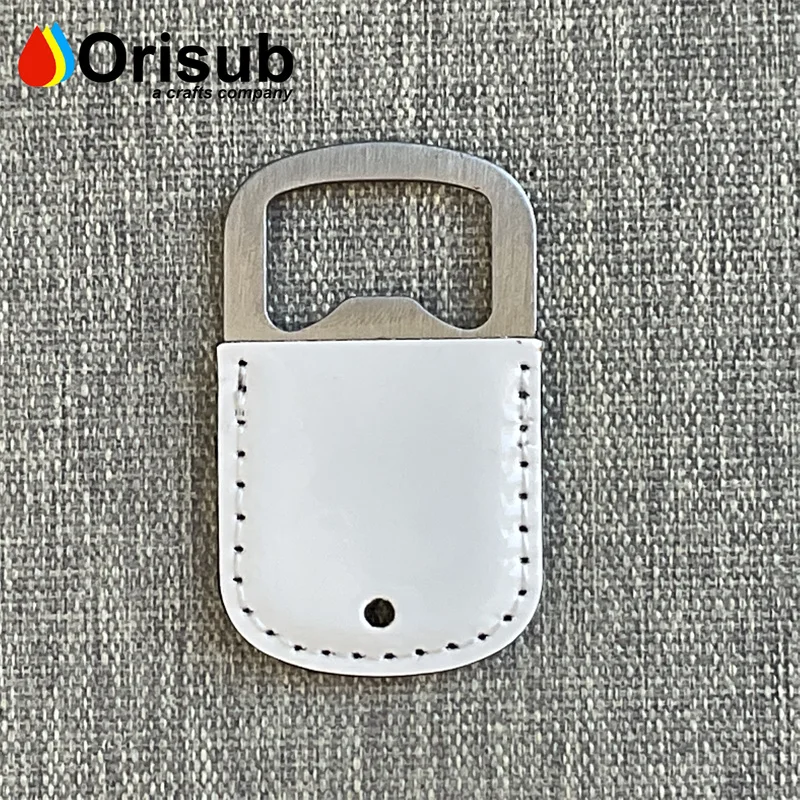 Custom printable metal PU leather double side beer bottle openers for sublimation