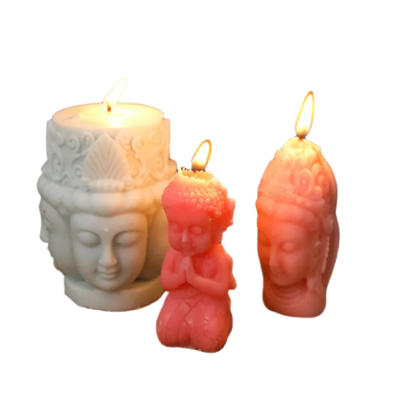 DIY 3D Large Buddha Candle Mold  Guanyin Dome Gypsum Ornaments Handmade Soap Cement Silicone Mold