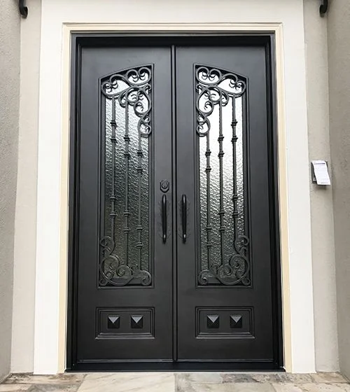 French Black Balcony Patio Door Wrought Iron Swing Wrought Iron Door Windows and Doors