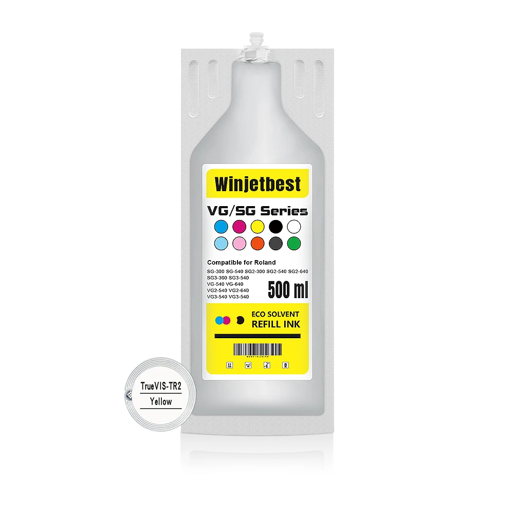 Xcellent Hot sale 500ML  ink bag with Eco-solvent ink and chip for Roland truevis ink SG VG series printer