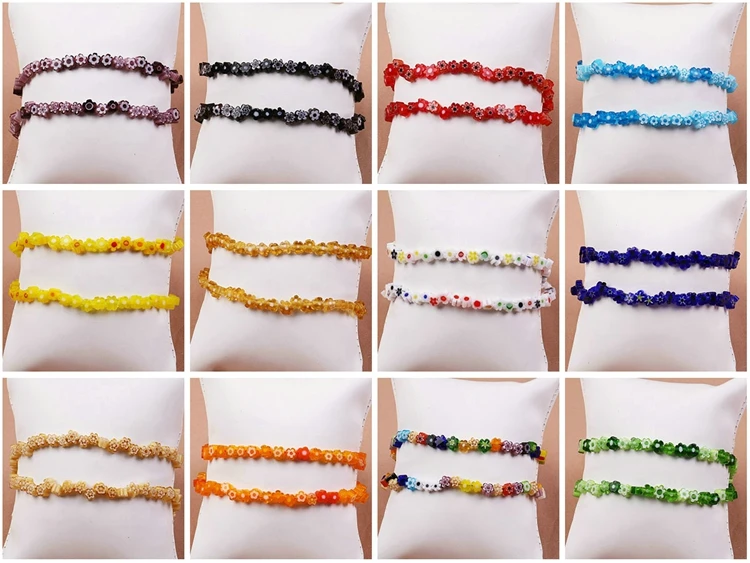 Hot Sale Flower Coloured Glaze  Bead Gemstones Loose Gems Chains Candy Color Jewelry Making DIY