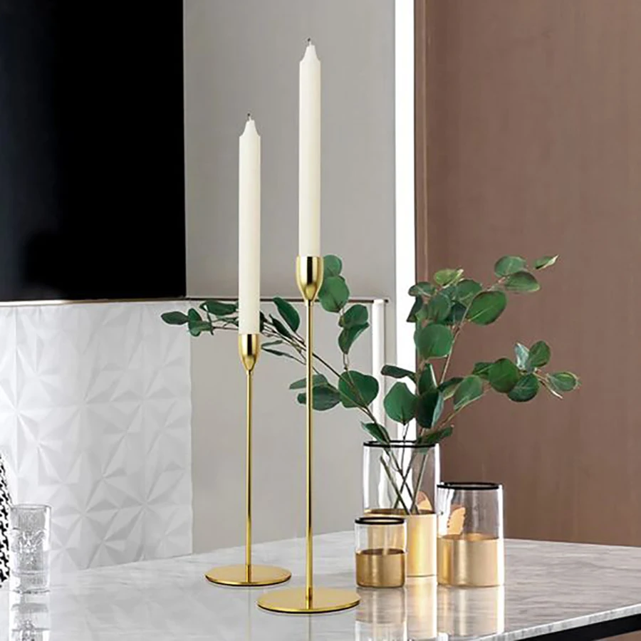 Luxury custom metal taper tall candle stick stand modern decorative gold candlesticks holder for wedding party