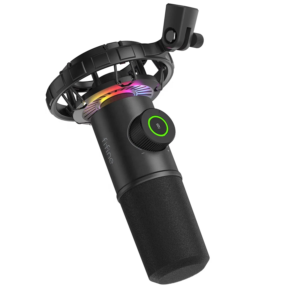 Fifine K658 Live stream Gaming Mic Computer Dynamic Recording Microphone Professional RGB