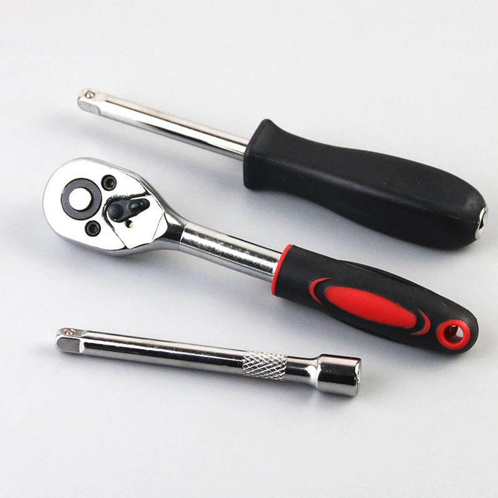 INNO Long Socket Wrench Set 24-tooth Straight Handle Rubber Multipurpose Sleeve Ratchet Wrench