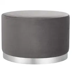 Laynsino Home furniture Velvet Fabric round stool Silver metal base Design Footstool