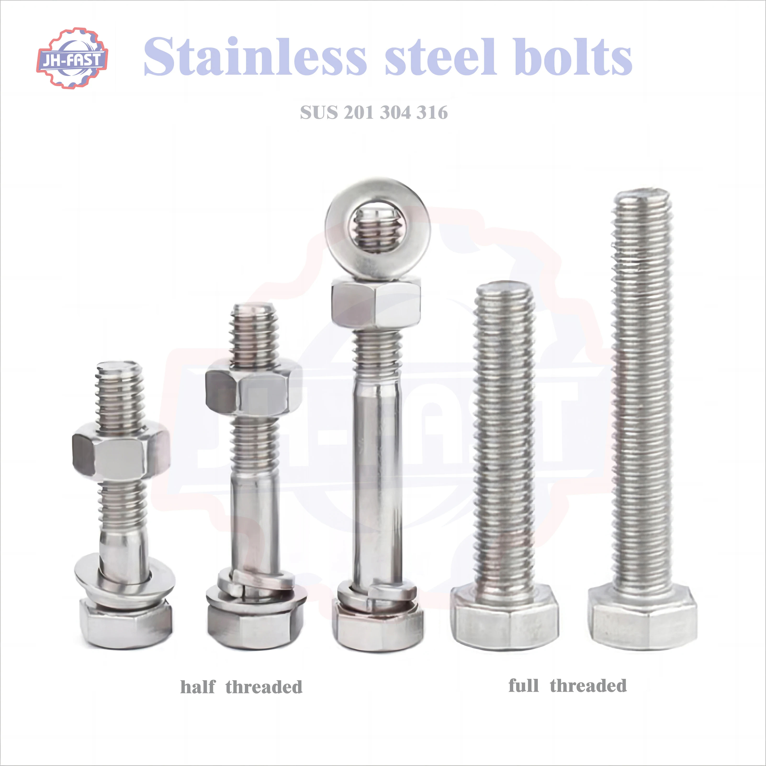 Best price Fasteners DIN933 DIN931 A2 A4 Stainless Steel 304 hex head bolts nuts