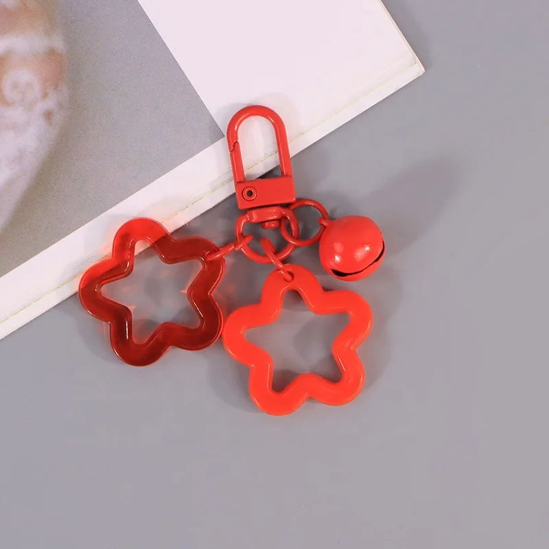 Promotion Cheap Cute Jelly Star Other Keychain Pentagram Kawaii Fancy Candy Color Acrylic Pentagram Charm Keyring Accessories