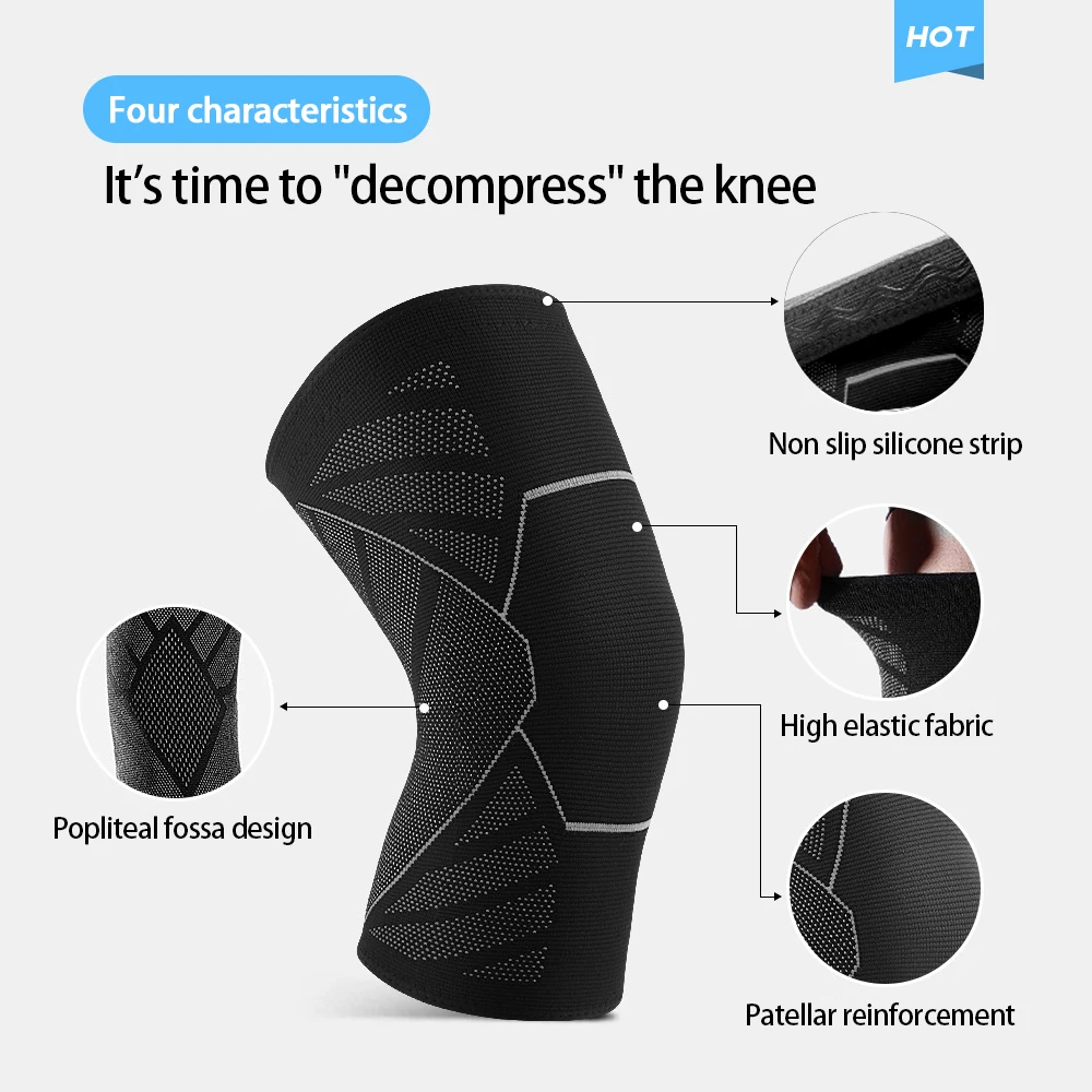 Custom New High Quality Compression Sport Basketball Football Leg Knee Cycling Leg Long Sleeve Knee Brace Support