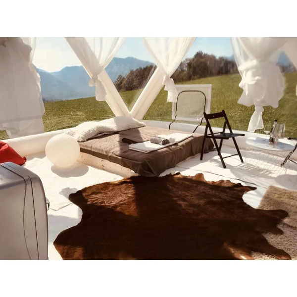 5x4m outdoor portable clear pvc inflatable camping tent with airtight frame for family tours or camps