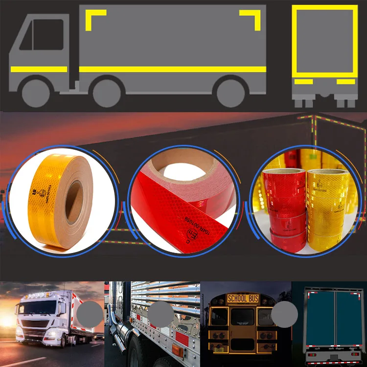 High Visibility India Safety Conspicuity Reflector Tape Suppliers ECE 104 Reflective Vehicle Tape With PMMA Surface Film