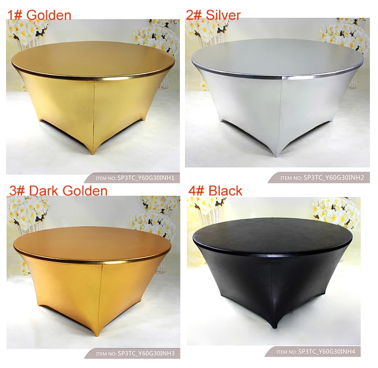 
5ft Golden Metallic Spandex Table Covers Table Cloth 