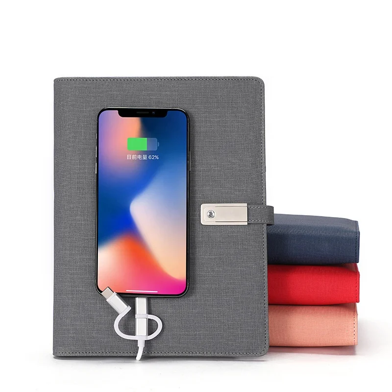 Travel Wireless Charger Power Bank Notebook Powerbank Diary Planner Notebook With Power Bank And Usb Disk