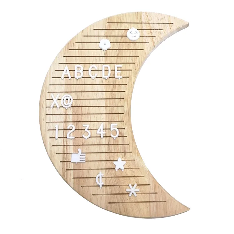 Moon Shape Solid Wooden Letter Board for Writing a Quote of Your Favorite Song or a Loving Note