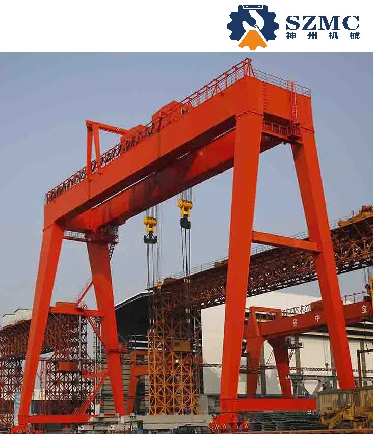 SZMC Brand Large Machinery Wireless Crane Remote Control Double Girder Gantry Cranes Manufacturing Plant