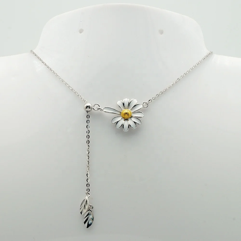 Wholesale 925 sterling silver fashion jewelry  flower pendant adjustable necklace jewelry