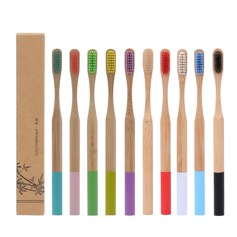 Round Handle Design Bio-degradable Eco-friendly Medium Firmness Bristles Bamboo Toothbrush for Hotel / Home