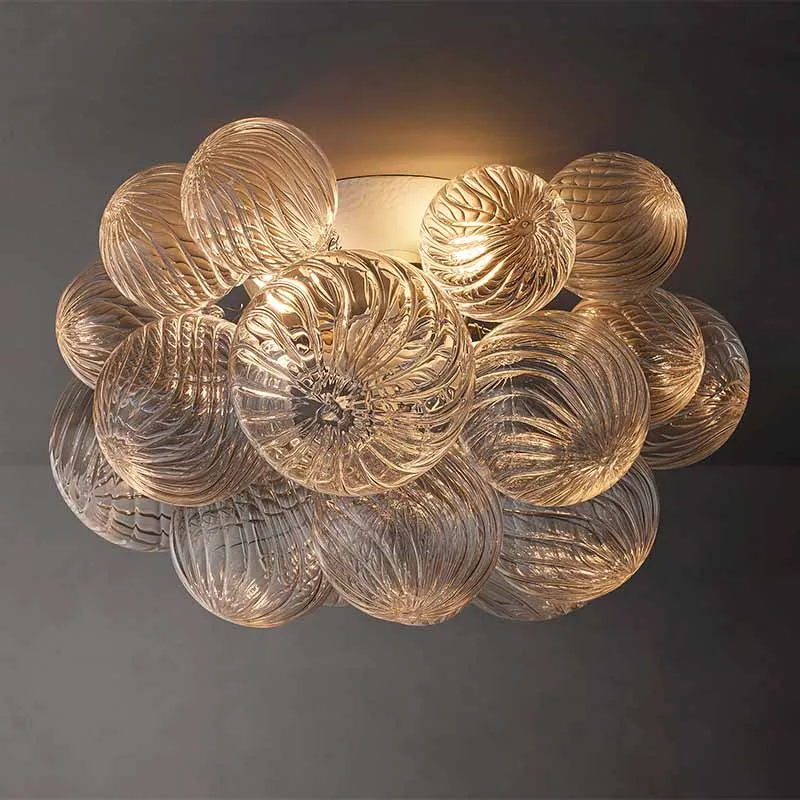Nordic Modern Bubble Ball Glass Ceiling Light Fixture Luxury Steel Flush Mount Lamp For Bedroom Living room Hotel