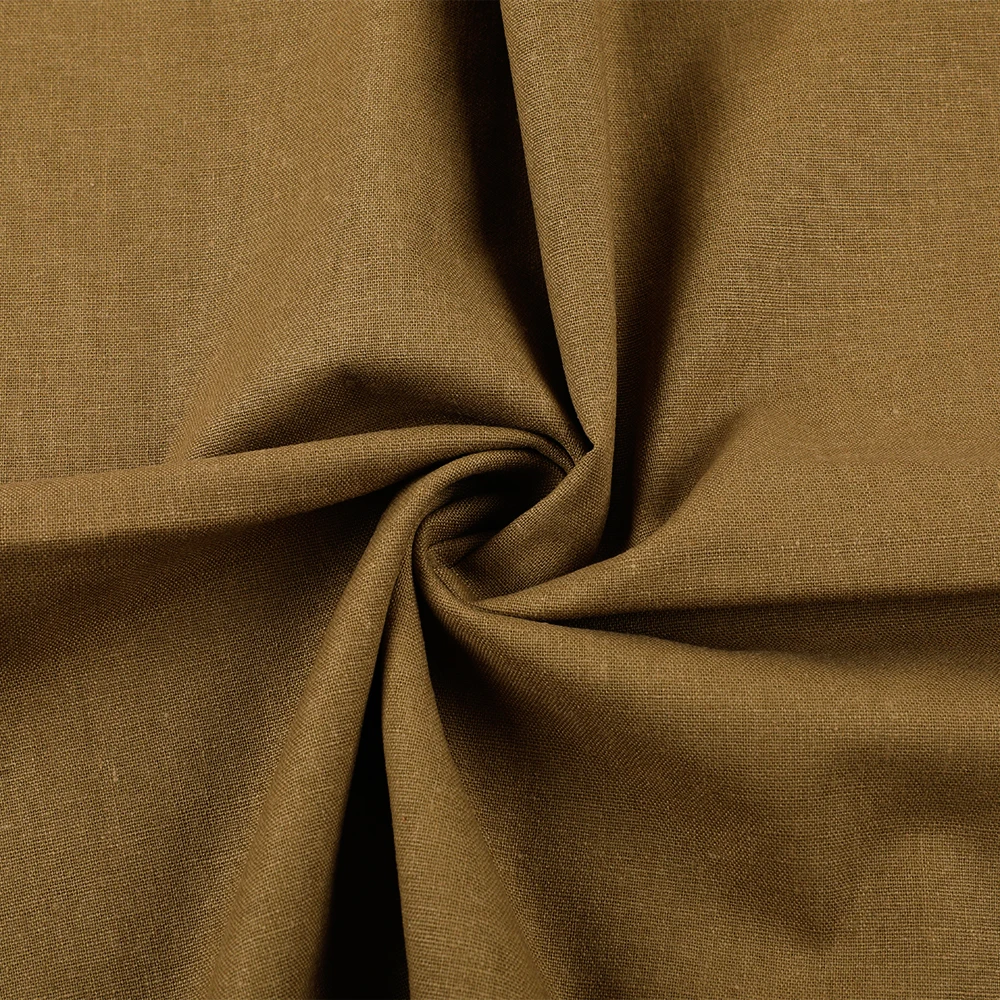 
Heavyweight breathable brown woven plain dyeing fabric 45%cotton 55%linen 