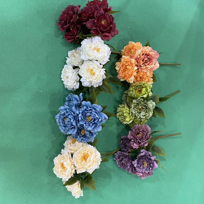 Simulation flower five head of dynamic peony Hotel Home Decoration Lotus peony artificial flower real touch latex