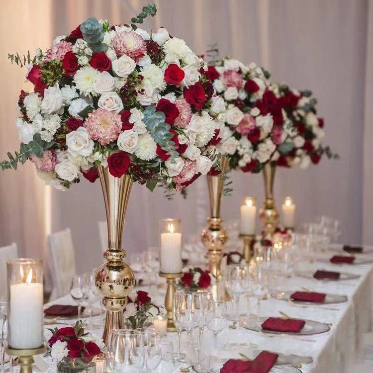 cheap price wedding metal gold centerpieces flowers vase wedding decoration table centerpiece for wedding table