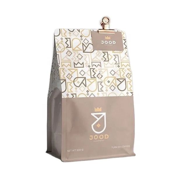 500g zipper top flat bottom bag coffee packaging supplies for beans
