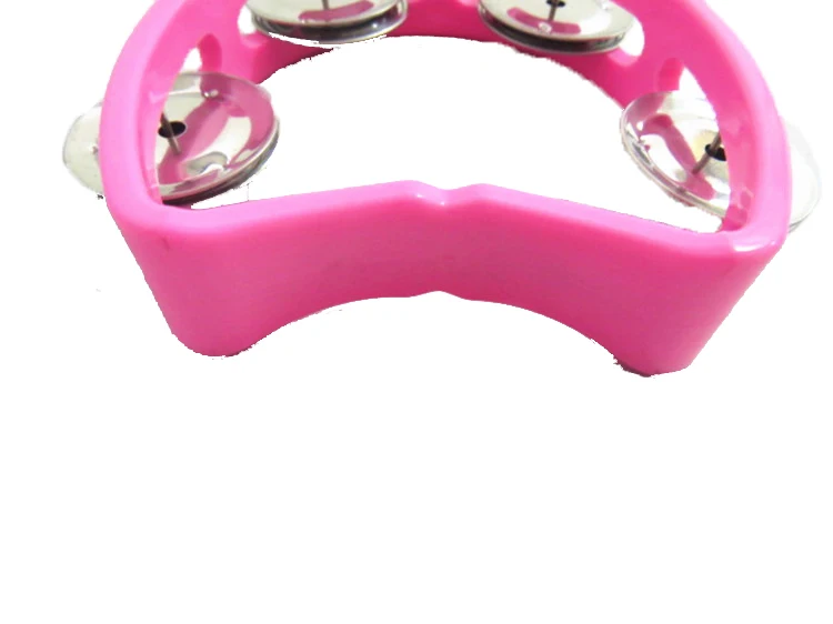 DF101 musical baby plastic tambourine logo printed mini pink tambourine for child