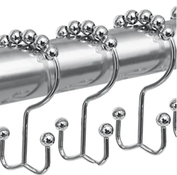 
Shower Curtain Hooks, Stainless Steel Rust-Resistant Anti-Drop Double Head Shower Hooks Rings for Bathroom 
