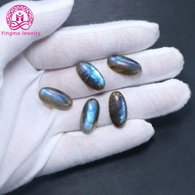 10X20mm Labradorite Crystal Natural Stone Oval Cabochon Loose Beads Mixed Stone Oval Flat Back Stone Cabochon Gemstone