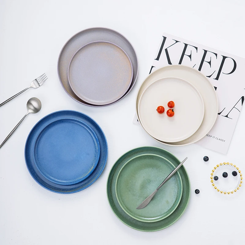Modern nordic simple color glaze matte ceramic porcelain dish plate elegant custom restaurant party wedding dinner plate