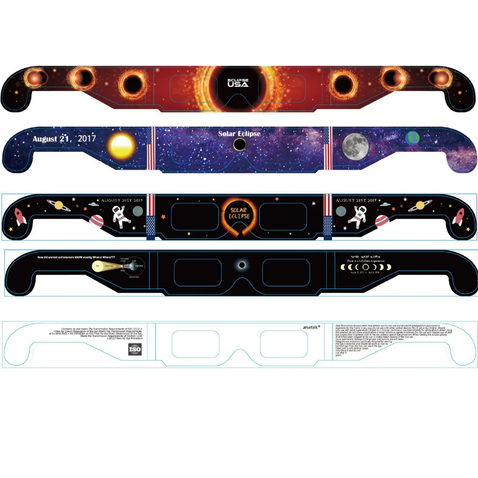 ISO CE Solar Total Solar Eclipse Glasses Solar Eclipse Viewing Mirror 3D Paper Eclipse Glasses