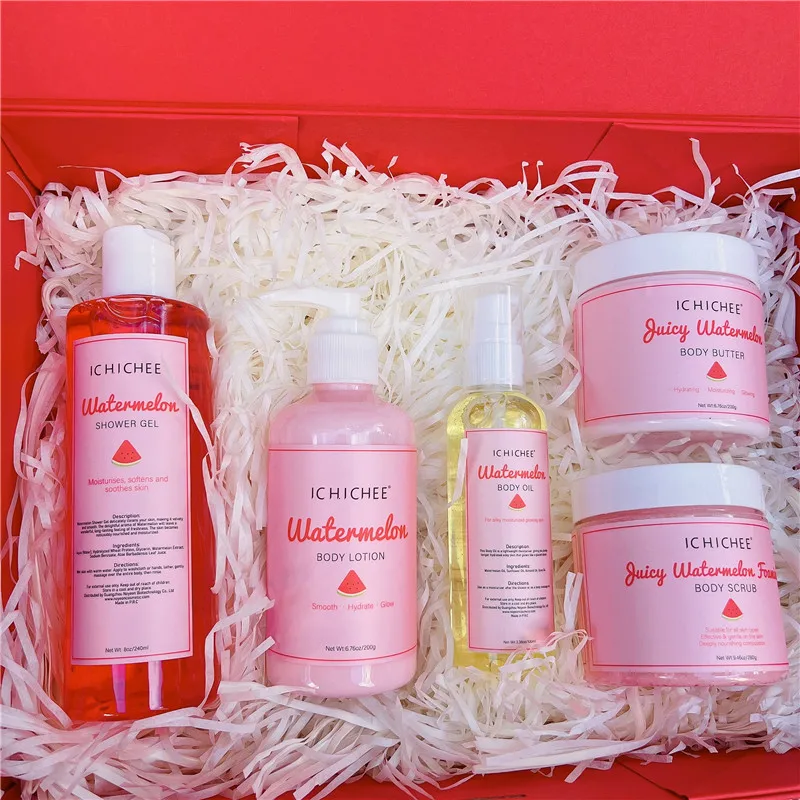 Brand new watermelon custom label butter bath works perfume and lotion sets foaming body scrub with great price