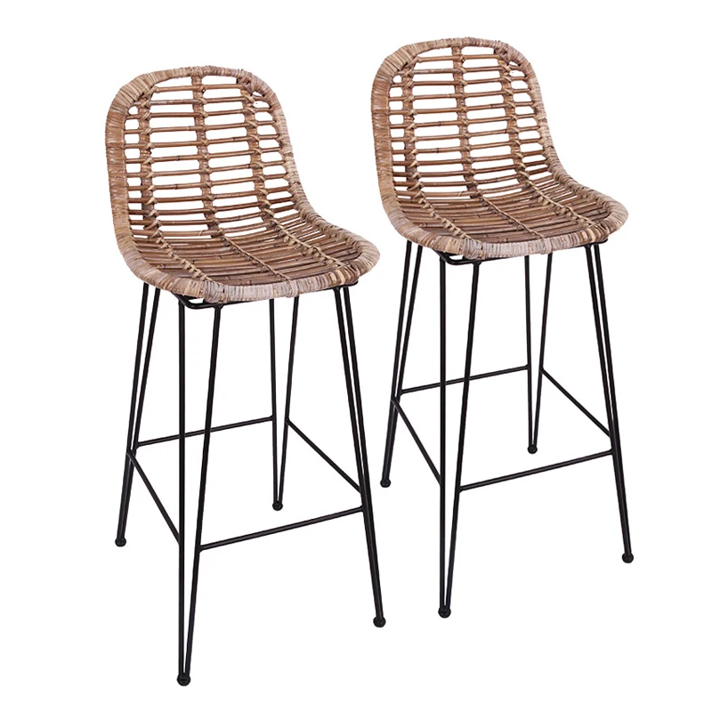 Very affordable furniture in Foshan, China Iron frame outdoor bar stools rattan bar chair adult high chair