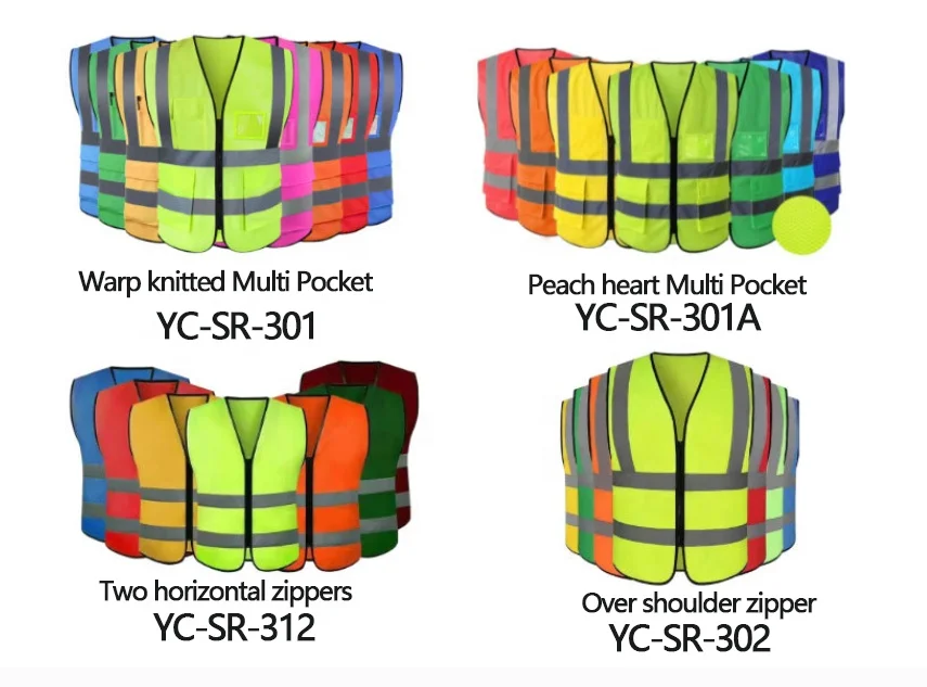 Traffic Safety Reflective Vest Emergency Safety Vest  With Pockets And Zipper workers vest