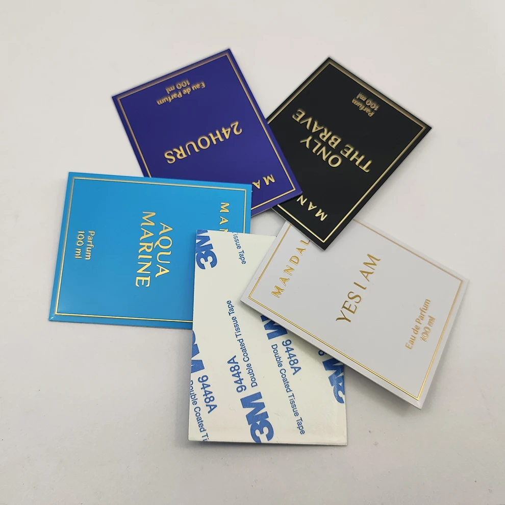 custom aluminum metal 3d stickers perfume fragrance private label  for bottles packaging