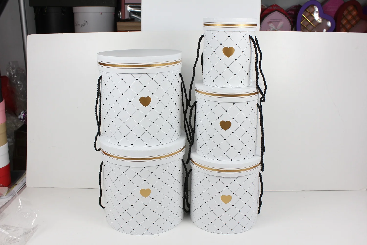 Круглая коробка для шляп цветов картонная водонепроницаемая упаковка букета и Подарочная бумага розы 5 комплектов картон