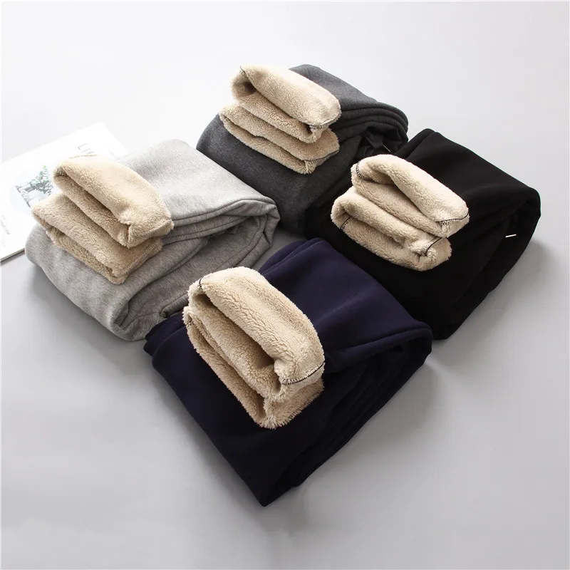  Hot Fashion lambs wool dark grey pants streetwear sweatpants track plus size
