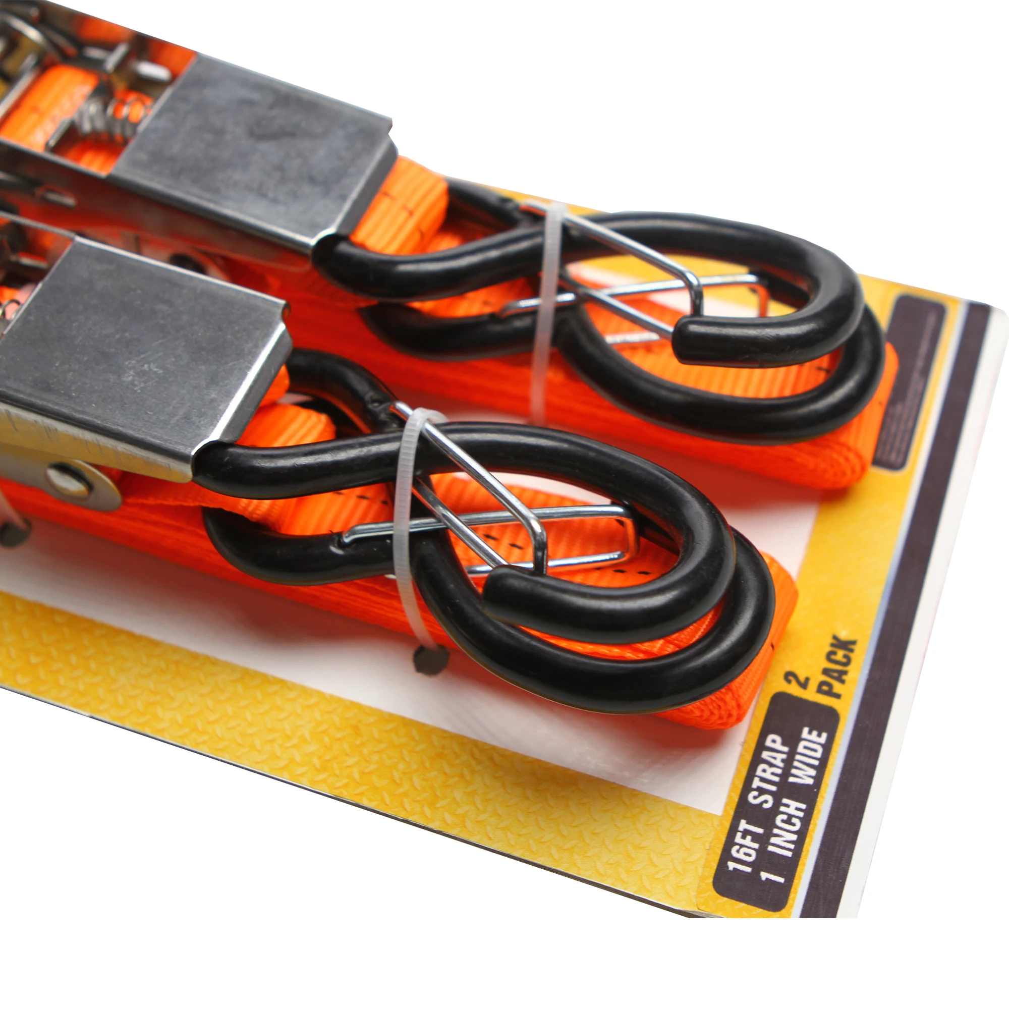 2pcs Set 25mm Motorcycle Accessory Ratchet Tie Down PE Lashing Strap Belt with S Hook for Cargo Control Ratchet Straps set