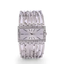 Popular Diamond-inlaid Rectangular Watch Steel Rose Gold S Bangle Fashion Analog Leather Black Bracelet Watches Women Wholesale