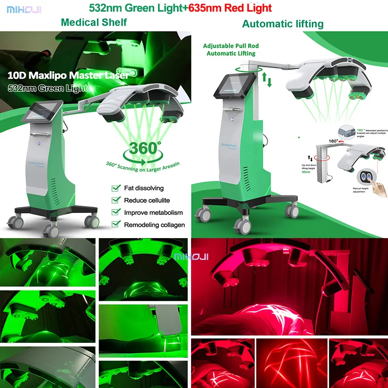 635nm Red Light 10D Maxlipo Master 532 nm Diode Cold Laser Fat Removal Machine