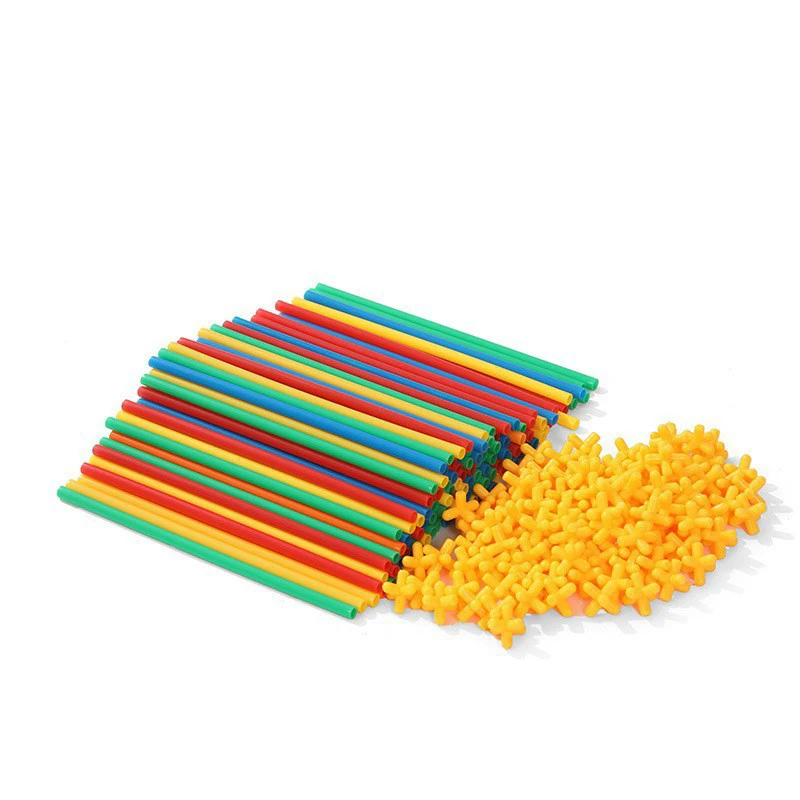 Kids DIY building assembly plastic building blocks construction straw building block toy