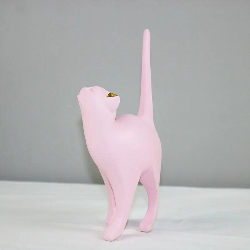 Girl Heart Pink Cat Resin Decoration Living Room Home Decoration Wedding Creative Gift