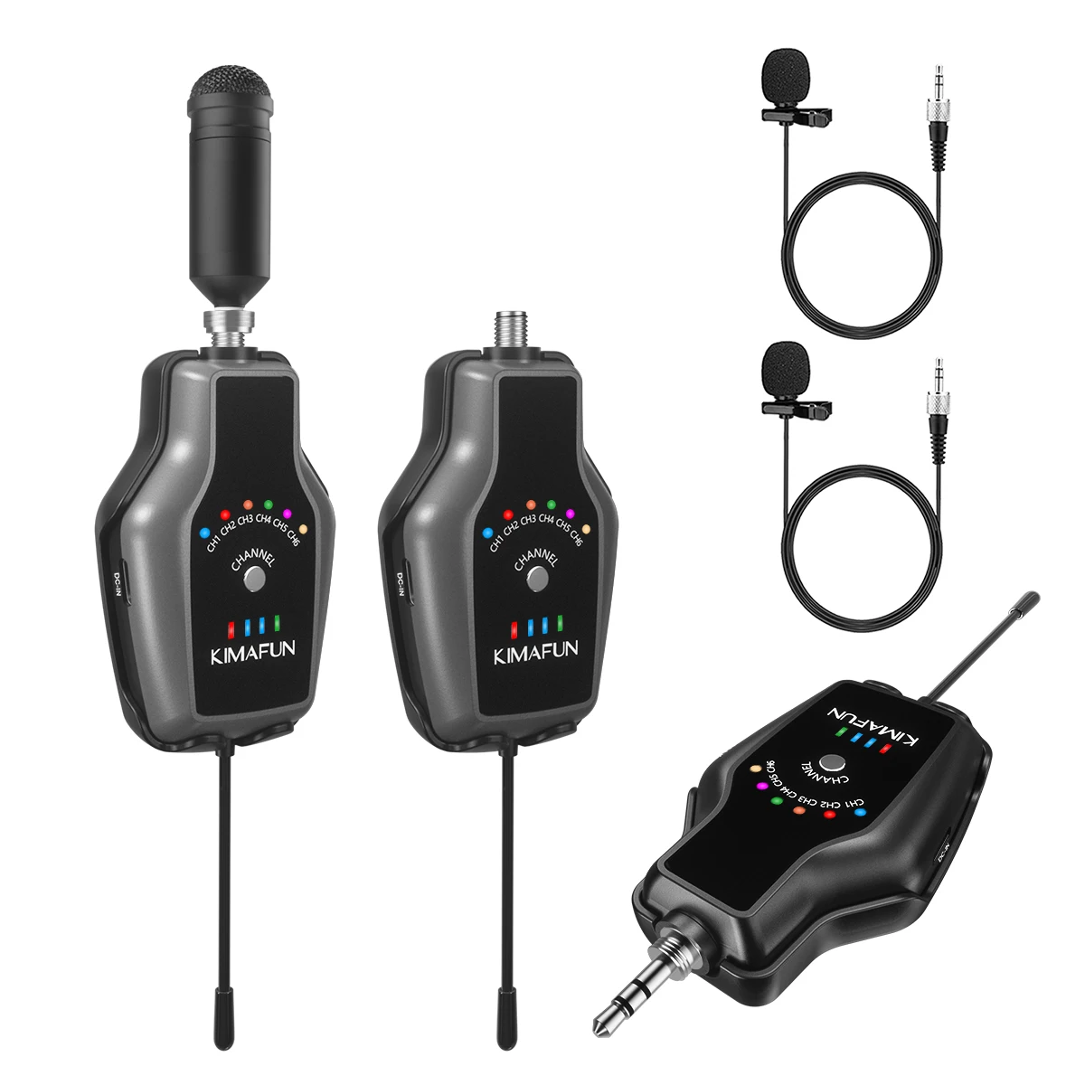 KIMAFUN KM-U307B-2 беспроводной двойной микрофон системы для цифровых зеркальных камер с двойной петличный микрофон для трансляция Запись интервью