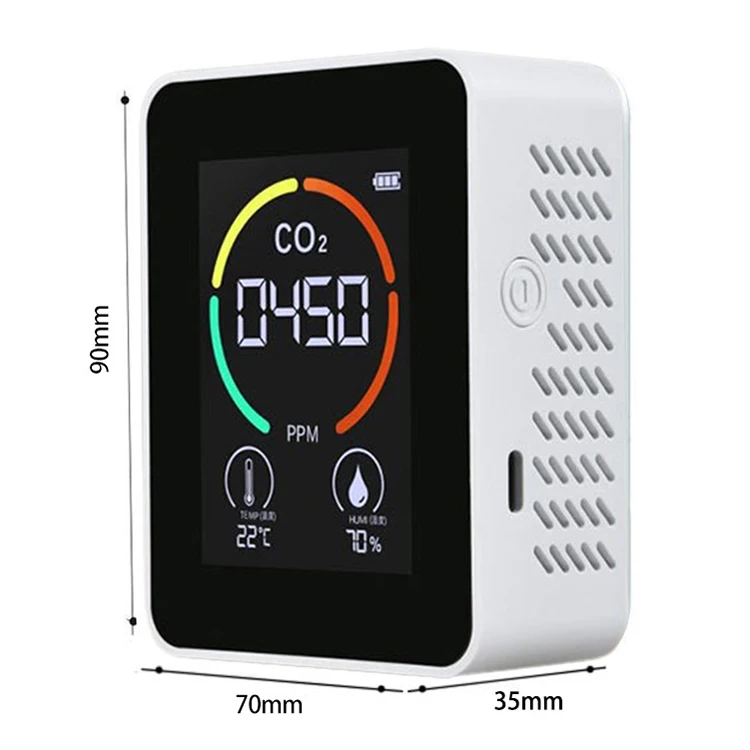 2021 OEM Carbon Dioxide Detector Indoor Home Mini Portable Tempe Rature Humidity Air Quality Monitor Co2 Meter Detector