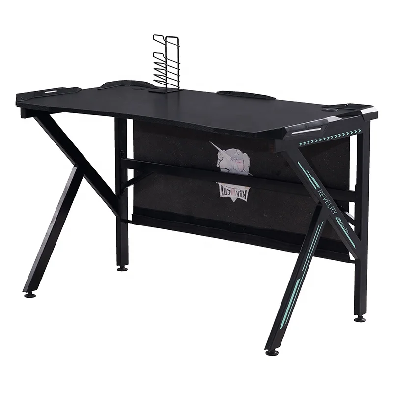 2023 Hot Selling  Good Quality PC Computer Gaming Desk Gaming Table With Wire  Earphone Support