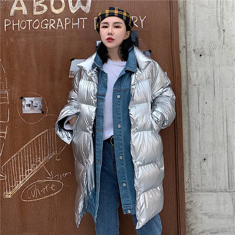 Fashion Long Winter Coat Shiny Puffer Jacket Long Down Jacket Winter Jacket For Women