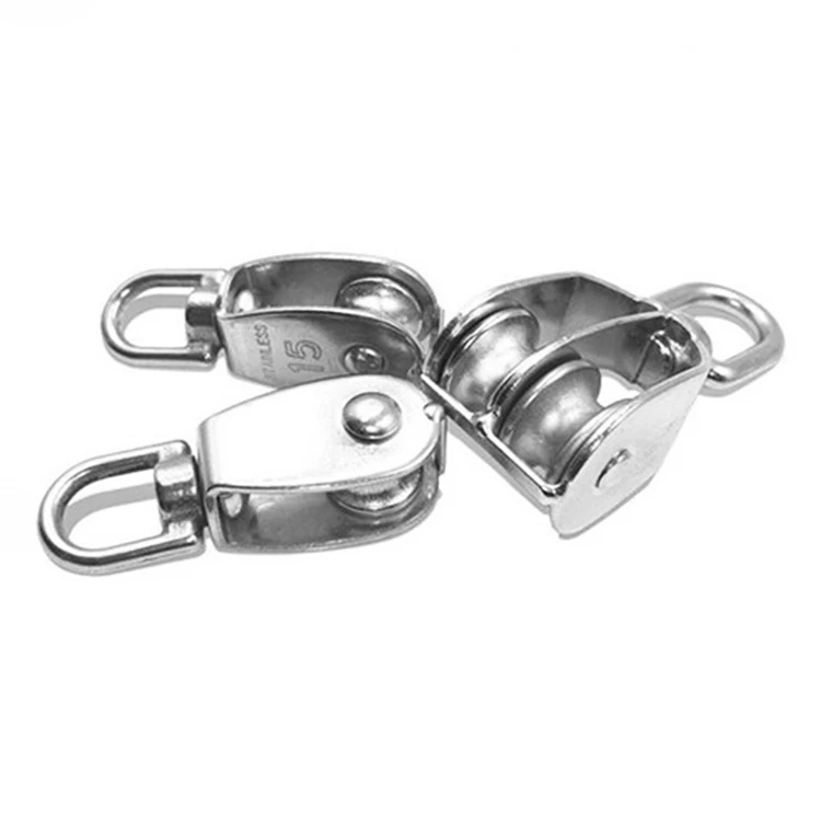 Multifunctional 304 316 stainless steel pulley rotate wire rope single pulley for lifting heavy equipment