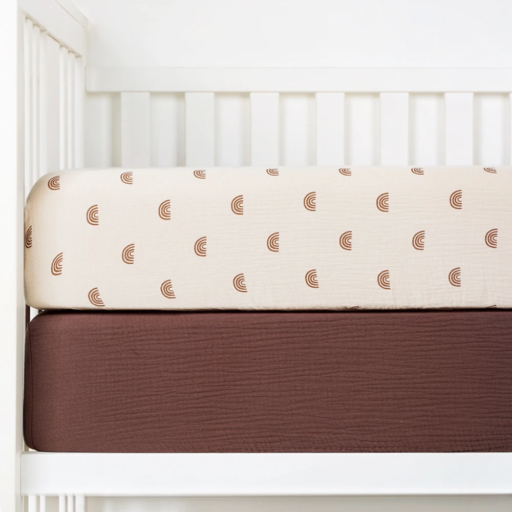 Двухслойная хлопковая креповая ткань с принтом